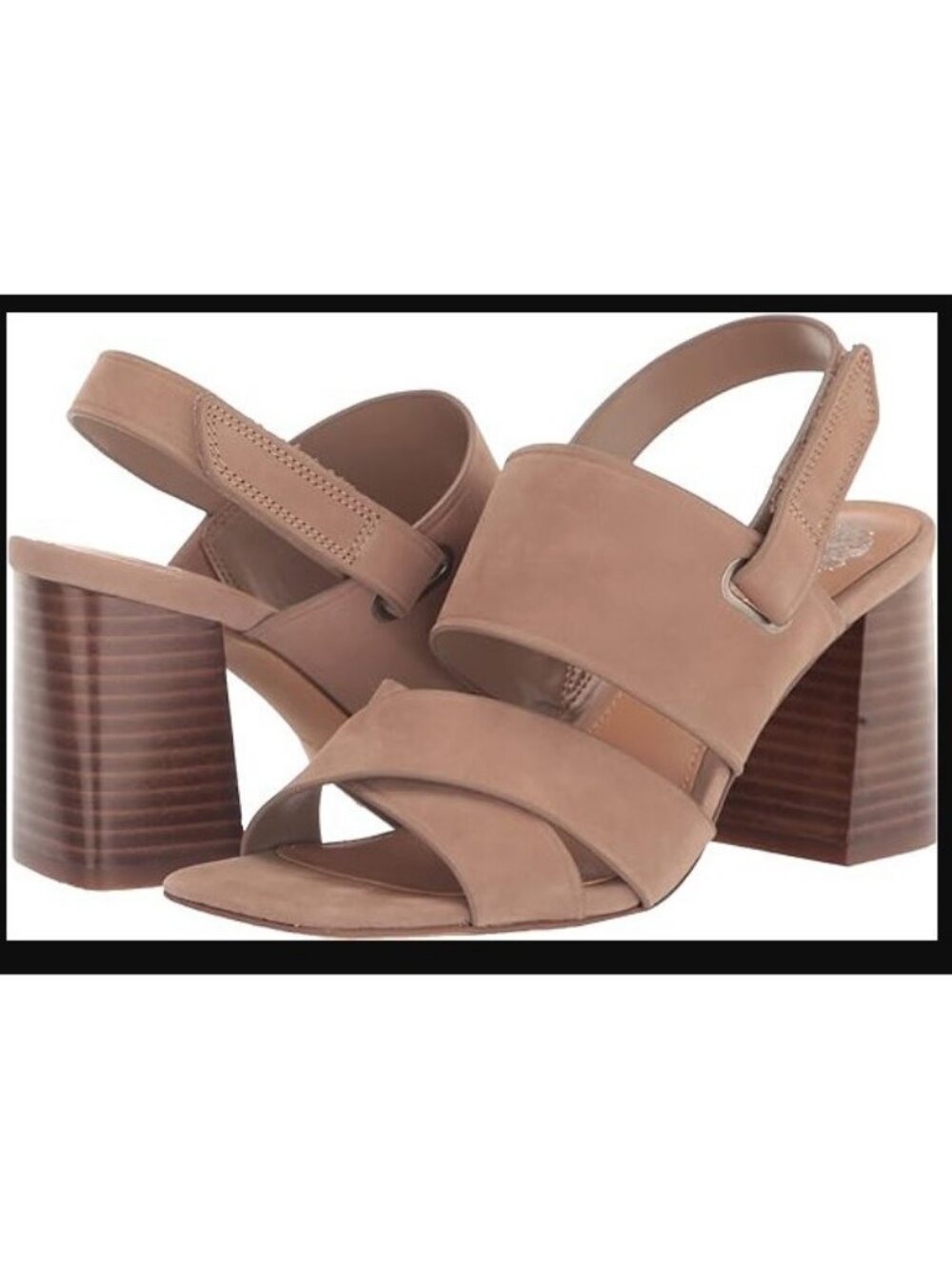 Vince Camuto Women's Bebendy Truffle Taupe Block Strap Heel Sandal Sz 10